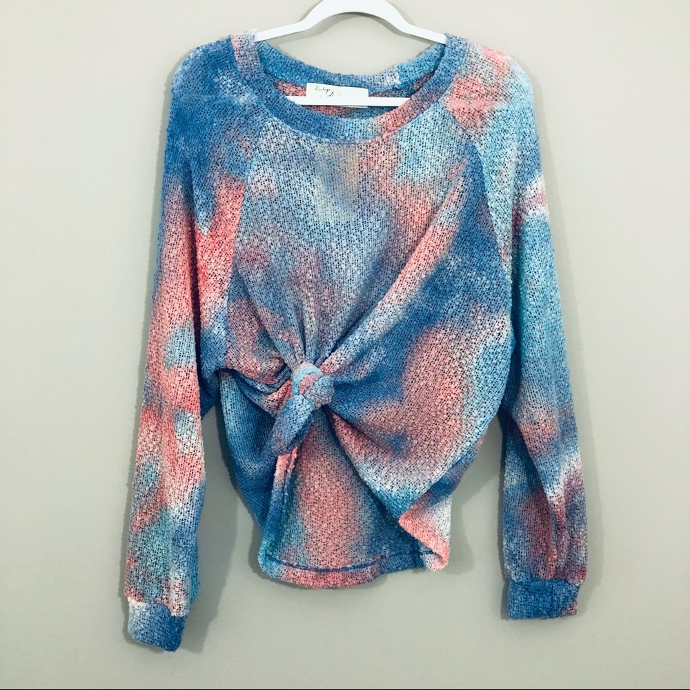 NWT Vintage Havana Pink Blue Tie Dye Sweater - Picture 2 of 6